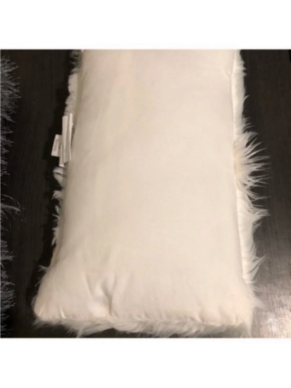 Faux Fur Gray and White Throw Pillow